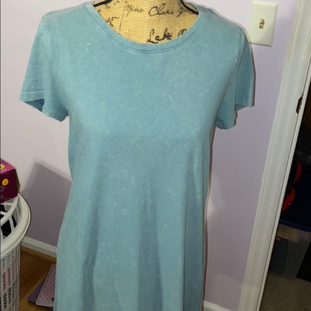 Blue distressed tee shirt dress